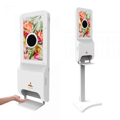 Floor stand advertising kiosk display digital signage with hand sanitizers dispenser